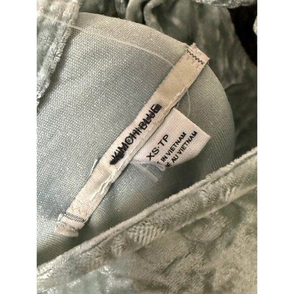 Kimchi Blue Light Green Velvet Mini Dress With Puff Sleeves & Back Tie Detail XS - Picture 4 of 5